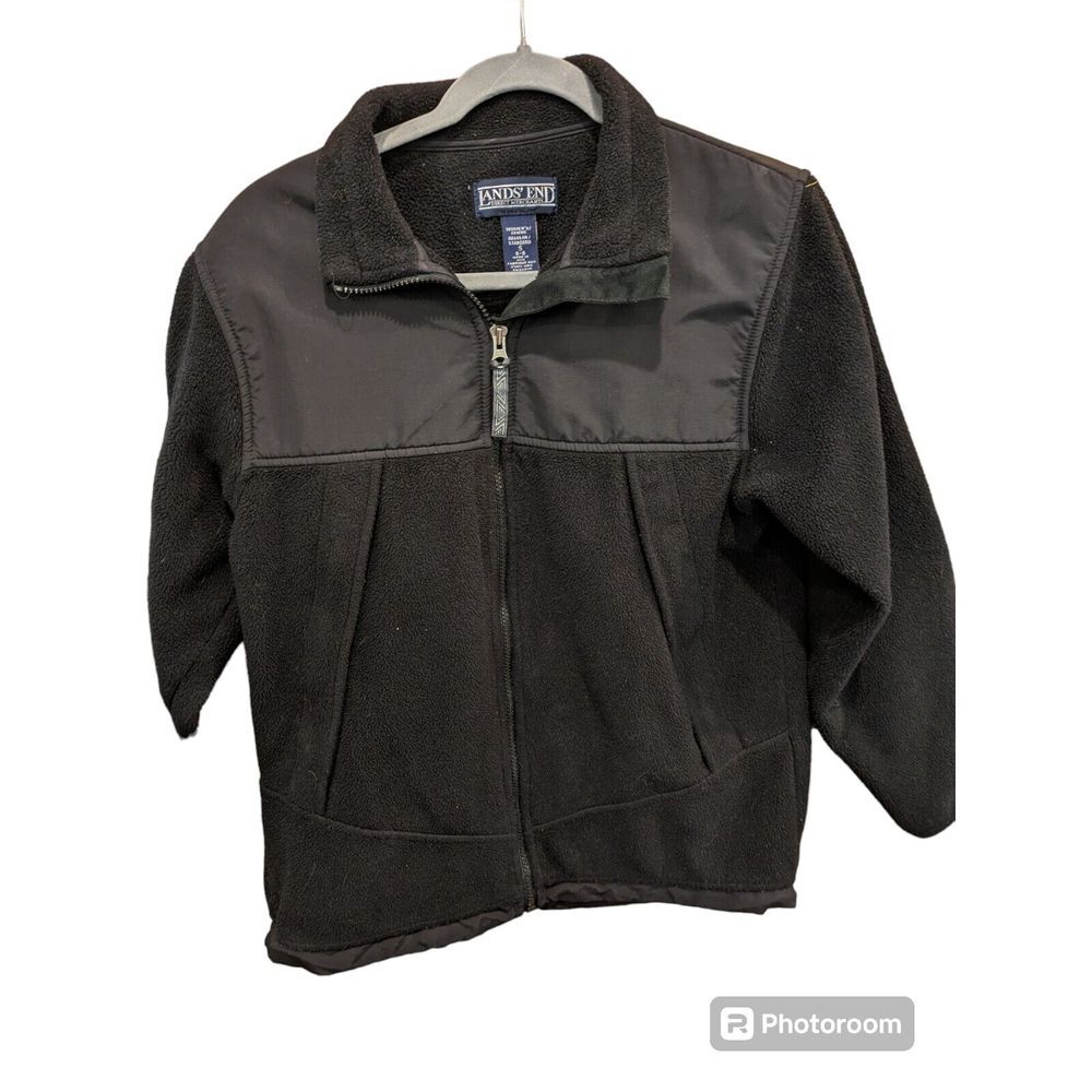 Lands‎ End Jacket Women's Small   Full Zip Fleece Sz 6-8 Black